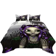Gothling Cute Purple Goth Elf Girl in Eerie Swamp Coverlet