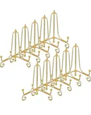 10 Pack 4 Inch Iron Plate Stands for Display, Plate Holder Display Stand, Gold