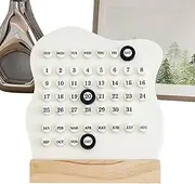 Wooden Perpetual Calendar - Perpetual Daily Calendar Desk Accessories - Stationery Supplies Date Display, Modern Reusable Cute Decor, Home Decorations for Student Teacher