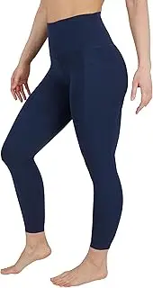 [90 Degree by Reflex] High Waist Disco Pants - Shiny Hi-Rise Capri Leggings