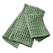 Pilbeam Living Organic Cotton Waffle Hand Towel/Face Washer Cloth Set Limestone