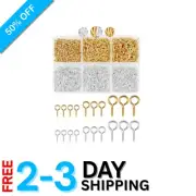 Assorted Jewelry Making Eye Pins - 800 Gold & Silver Mini Screws in 3 Sizes