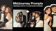 Midjourney Prompt Professional High Quality Wedding Photo to Cartoon Caricature