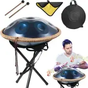 Sageqcore 46.5cm Handpan Drum Set - Professional 9-Note Steel Drum with Stand, M