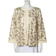 Bob Mackie's 3/4 Sleeve Ivory Sequin Jacket Blazer Open Front NWT Womens Size XL