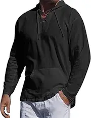 [FEOYA] Men's Solid Hooded Top Casual Hooded Shirts Henley Shirts Hooded Sweatshirt Long Sleeve Shirt Work Hoodies Soft Breathable Sweatshirt