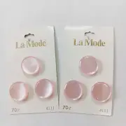 Set of 6 Vintage La Mode Light Pink Plastic Round Shank 3/4" Buttons