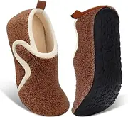 [Ibeauti] Womens Mens House Slippers Rubber Sole Indoor Slipper Socks Lightweight Fleece Lined Slip-on Barefoot Slippers