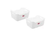 2x Boxsweden Crystal Storage XL Container 37cm w Handles Organiser Tray White
