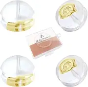 BEADNOVA 18K Solid Yellow Gold Earring Backs (4pcs) - Soft Clear Silicone Padded Mushroom Safety Grip - Hypoallergenic Pierced Earing Backs for Studs