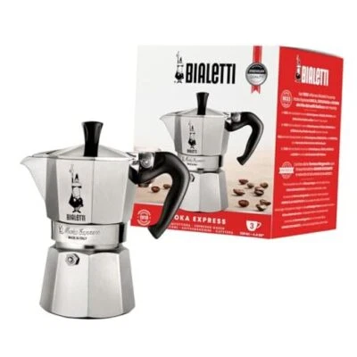 - Moka Express: Iconic Stovetop Espresso Maker, Makes Real 3-Cup Aluminium