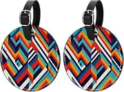 [CWAGFEQZ] 2-Pc Luggage Tags for Suitcases,Travel Tags for Luggage,Geometric Colorful Modern Style