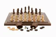 Dal Rossi Italy 3 in 1 Chess Checkers Backgammon Set 40cm Folding Walnut Board