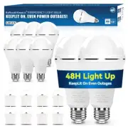 KeepLit 8PK A19 Emergency Rechargeable Light Bulbs, 48H Light Up & 3 Brightne...