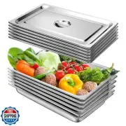 Hotel Pan with Lids 6 Pack Full Size 2.5" Deep Stainless Steel Steam Table Pa