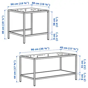 北歐工業LOFT風格經典IKEA宜家VITTSJÖ子母桌2件組玻璃茶几咖啡桌/黑棕色/二手八成新/特$1480