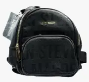 New Steve Madden Mini Backpack Purse Black Embossed Leather Logo