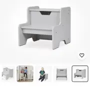 Melissa & Doug Kids Furniture Wooden Step Stool - Gray NEW/OPEN BOX