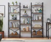 YES4HOMES Industrial Vintage Shelf Bookshelf, Wood and Metal Bookcase Furniture for Home & Officeniture for Home & Office