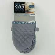 Evriholder Products 1 Pair Cloth With Silicone Grip Mini Oven Mitts Grey New