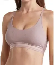 CALVIN KLEIN Women's Pure Ribbed Unlined Bralette Bra Sz M Gray QF6438 NWT