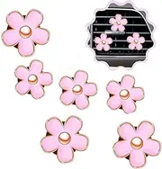 Flower Air Freshener Car Clips 6 Pieces Cute Daisies Air Vent Clips, Air Conditioning Outlet Clip Car Air Freshener Clip with Aromatherapy Block, Car Charm Air Vent Accessories for Girls Women (Pink)