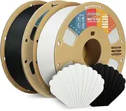 OVERTURE Matte PLA 3D Printer Filament 1.75mm, 2KG Bundle Matte Filament PLA, 2 Pack 1kg(2.2lbs) Cardboard Spool, High Precision ±0.02mm (Matte Black*1+White*1)