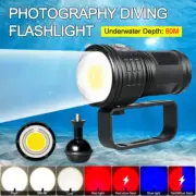 50W Diving Flashlight Photography COB+LED Light IPX8 Torch Underwater Scuba Lamp