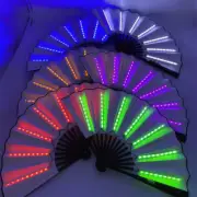LED Luminous Hand Held Folding Fan Party Dancing Bar DJ Cosplay Fan Decoration