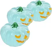 Halloween Decor 3pcs Glow-in-the-dark Plastic Pumpkins Mini Decorations for Porch Outdoor Indoor