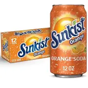 Sunkist Orange Soda, 12 Fl Oz (Pack of 12), Caffeinated Soda, Soft Drink