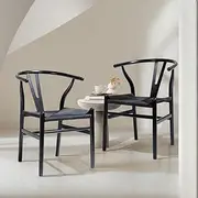 [Furb] Wishbone Dining Chair, Black Wooden Kitchen Chair (Single)
