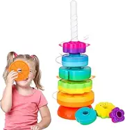 Baby Spinning Toy, Rainbow Stacking Toys for Toddlers 1-3, Ring Stacker Toys for Babies, 1 2 3 One Year Old Girl Boy Birthday Gifts, Brain Development Learning Toy