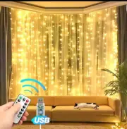 300 LED Curtain Lights, 9.8ft x 9.8ft Fairy String Lights with Remote