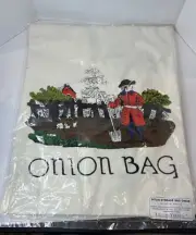 Vtg Drawstring Canvas Onion Bag Reusable, Printed, Produce Veggie Storage New