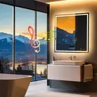 80x80cm Square Bluetooth LED Lighted Bathroom Mirror Dual Lights Anti-fog Vanity