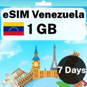 eSIM Venezuela - 1 GB - 7 Days - Travel eSIM | QR code activation