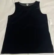 Chicos Tank Top Travelers Sz 3 16/18 Black Velour Dressy Stretchy Formal NEW NWT