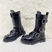Riot 12 Goth Combat Biker Steel Toe Ankle Boots Black LEATHER Men DEMONIA NY