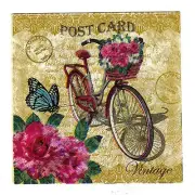 2 Paper Napkins for Decoupage Scrapbooks Journals Craft Vintage Roses & Bicycle