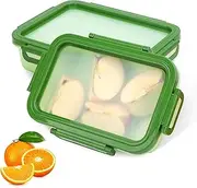 2PCS Fruit Storage Box 860ml 2000ml Reusable Airtight Food Storage Container with Silicone Lid Four Side Buckle for Fridge Vegetables