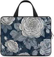 Laptop Shoulder Bag Laptop Bag Computer Bag Rose Floral Pattern Messenger Bag for Unisex, Rose Floral Pattern, 17inch
