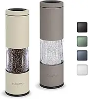 Salt and Pepper Grinder Set with Adjustable Coarseness | Manual Pepper Mill Grinder with Refillable Design | Ceramic Core | Kitchen Essential (2 Packs, Greige&Buttercream)