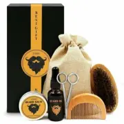 Beard Grooming Trimming Kit for Men Beard Brush, Comb, Unscented Oil Wax Scissor