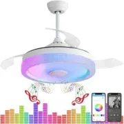 Sofucor Ceiling Fan 42" 6-Speeds DC-Motor White w/ Light Kit App,Remote Control