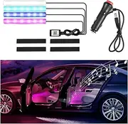 Bittwee Car LED Interior Lights, 12V Smart Auto Seat Ambient Light Cigarette Lighter with App Control Music Sync Color Changing RGB, Vehicle Interior Lighting for Man Woman, Universal Fit