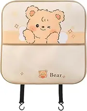 Gvblkq Back Seat Protector Leather, Cartoon Automotive Anti-Kick Pad, PU Leather Backseat Cover, Protective Car Seat Shield, Easy-to-Clean Design, Kids Feet Guard and Travel Accessory