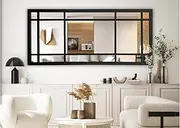 Black Hampton's Window Style Large Rectangular Mirror