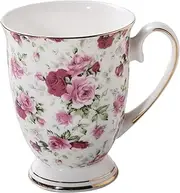 Ceramic Coffee Mug - 300 ml Flower Porcelain Tea Mug Made of Bone China, Flower Mug, Bone China Tea Cup in Bright Colours, Large Coffee Cups for Home Decorations