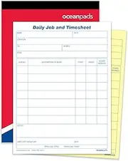 Ocean Pads Daily Job and Time Sheet Book Duplicate A5 Carbonless 50 Sets (70314)